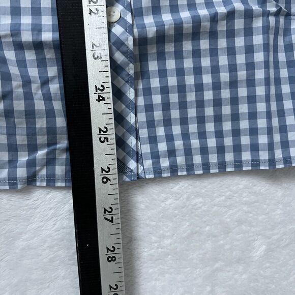 Untuckit Shirt Womens 10 Crispo Blue Checker Button Up Pocket Long Sleeve Top - Picture 10 of 12